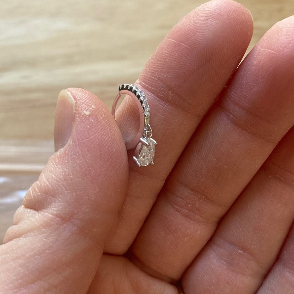 Moissanite Sparkling Silver Drop Earrings - Picture 3 of 8